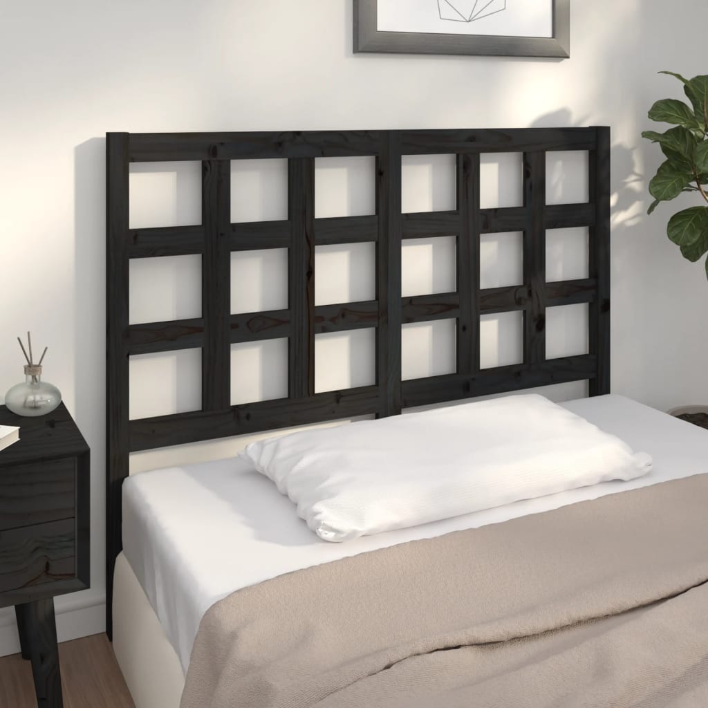 sengegærde 125,5x4x100 cm massivt fyrretræ sort