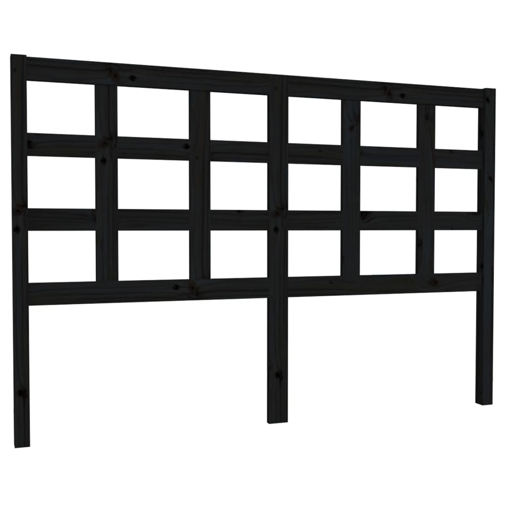 sengegærde 145,5x4x100 cm massivt fyrretræ sort