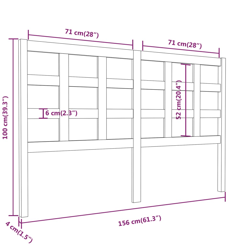 sengegavl 156x4x100 cm massivt fyrretræ grå