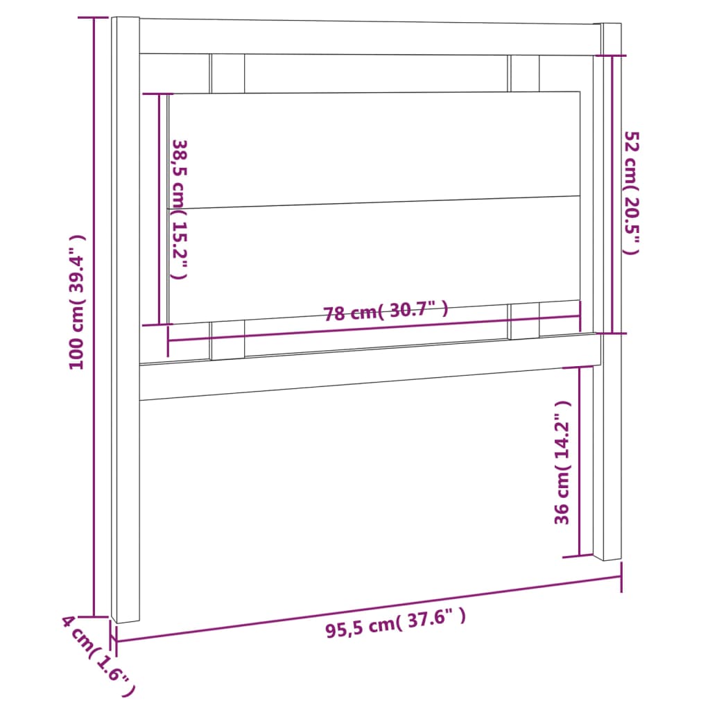 sengegærde 95,5x4x100 cm massivt fyrretræ grå