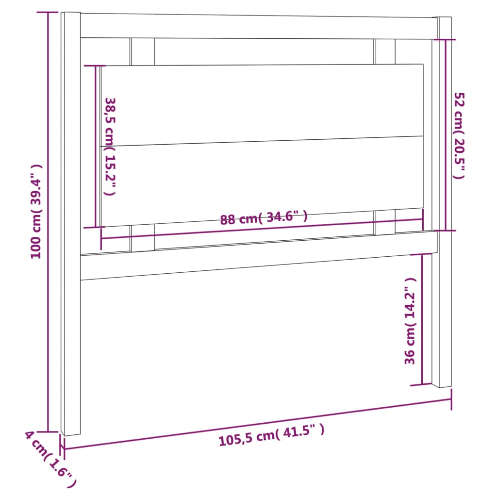 sengegærde 105,5x4x100 cm massivt fyrretræ