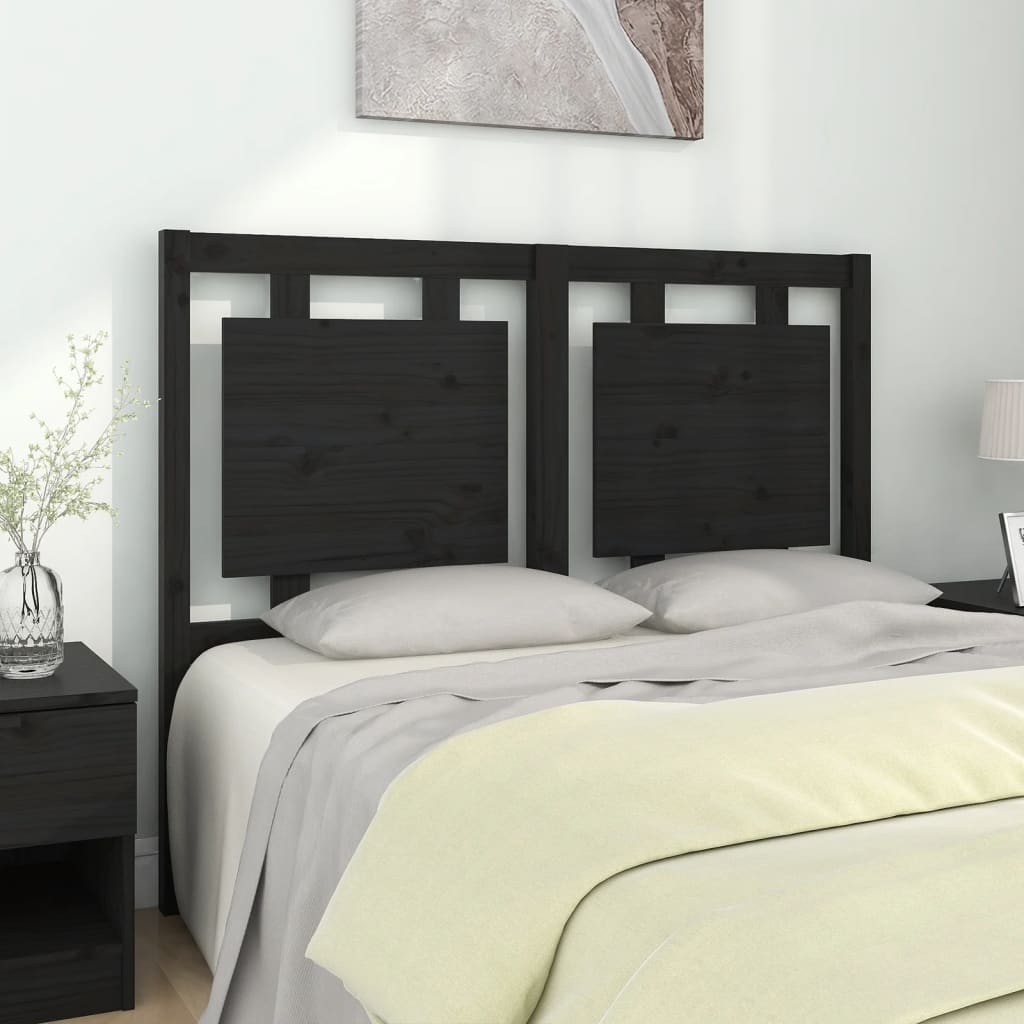 sengegærde 125,5x4x100 cm massivt fyrretræ sort