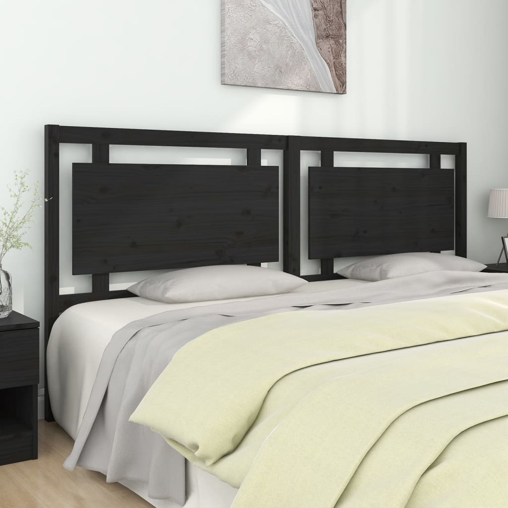 sengegærde 205,5x4x100 cm massivt fyrretræ sort
