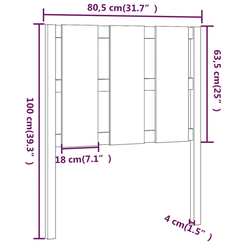 sengegærde 80,5x4x100 cm massivt fyrretræ sort