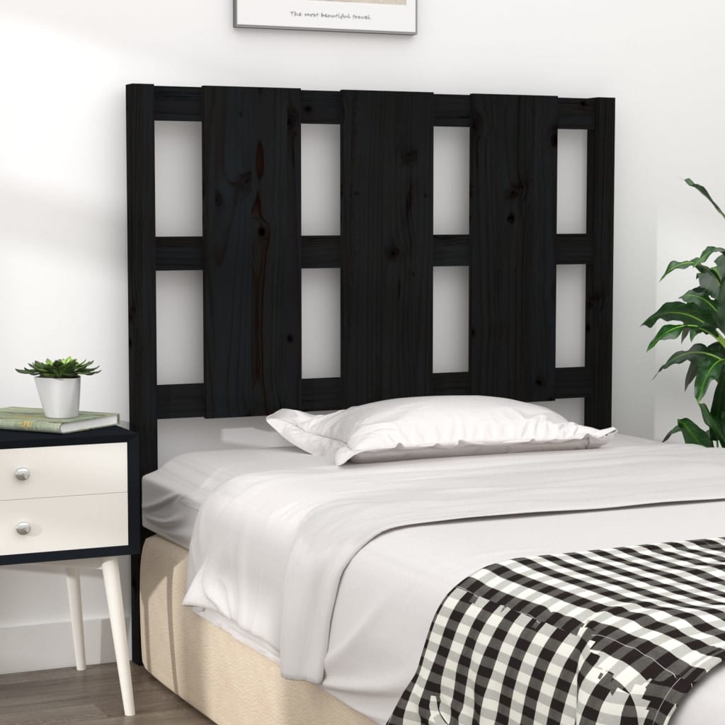 sengegærde 95,5x4x100 cm massivt fyrretræ sort