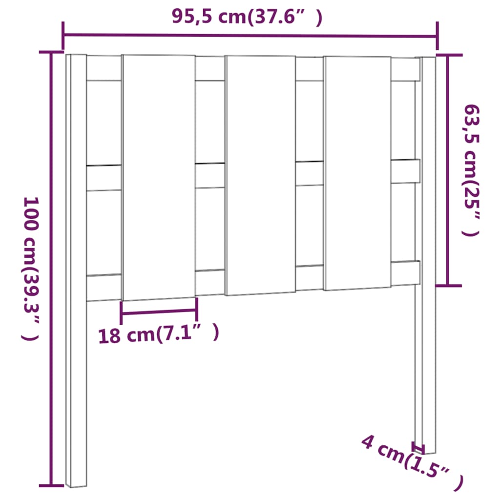sengegærde 95,5x4x100 cm massivt fyrretræ sort