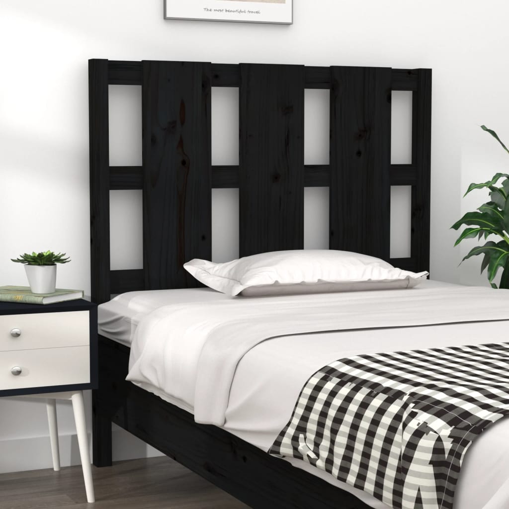 sengegærde 95,5x4x100 cm massivt fyrretræ sort
