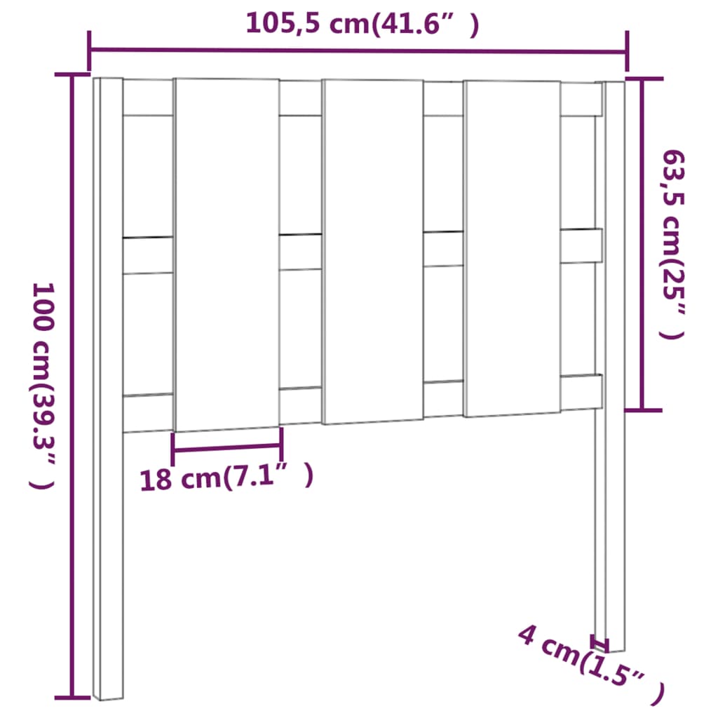 sengegærde 105,5x4x100 cm massivt fyrretræ grå