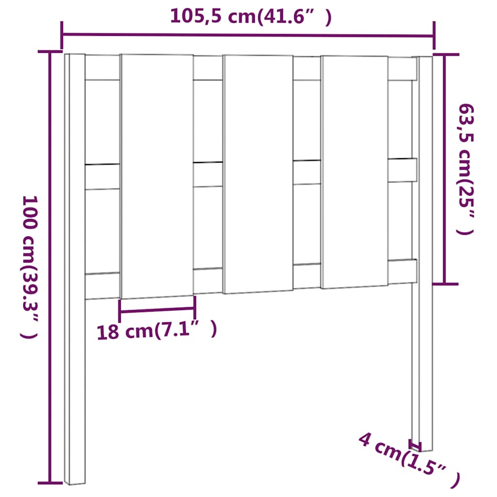 sengegærde 105,5x4x100 cm massivt fyrretræ sort