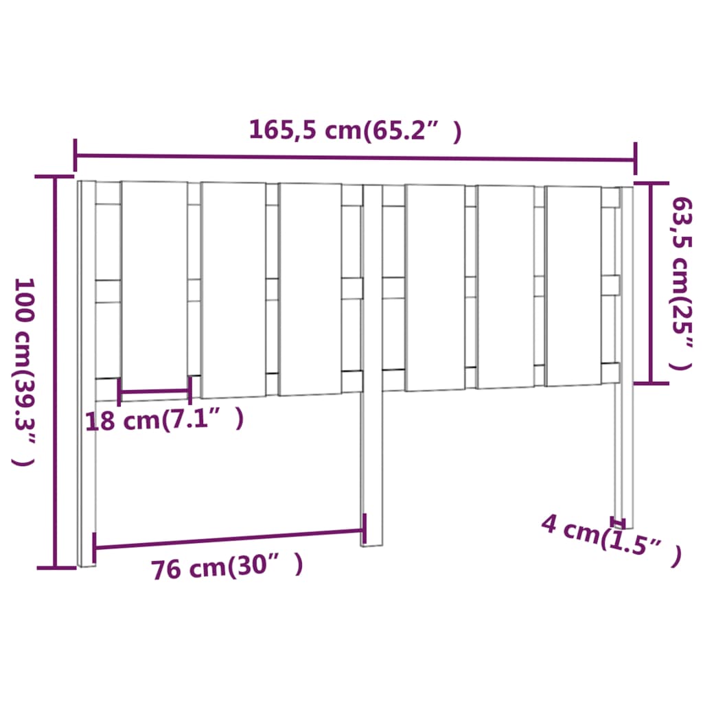 sengegærde 165,5x4x100 cm massivt fyrretræ sort