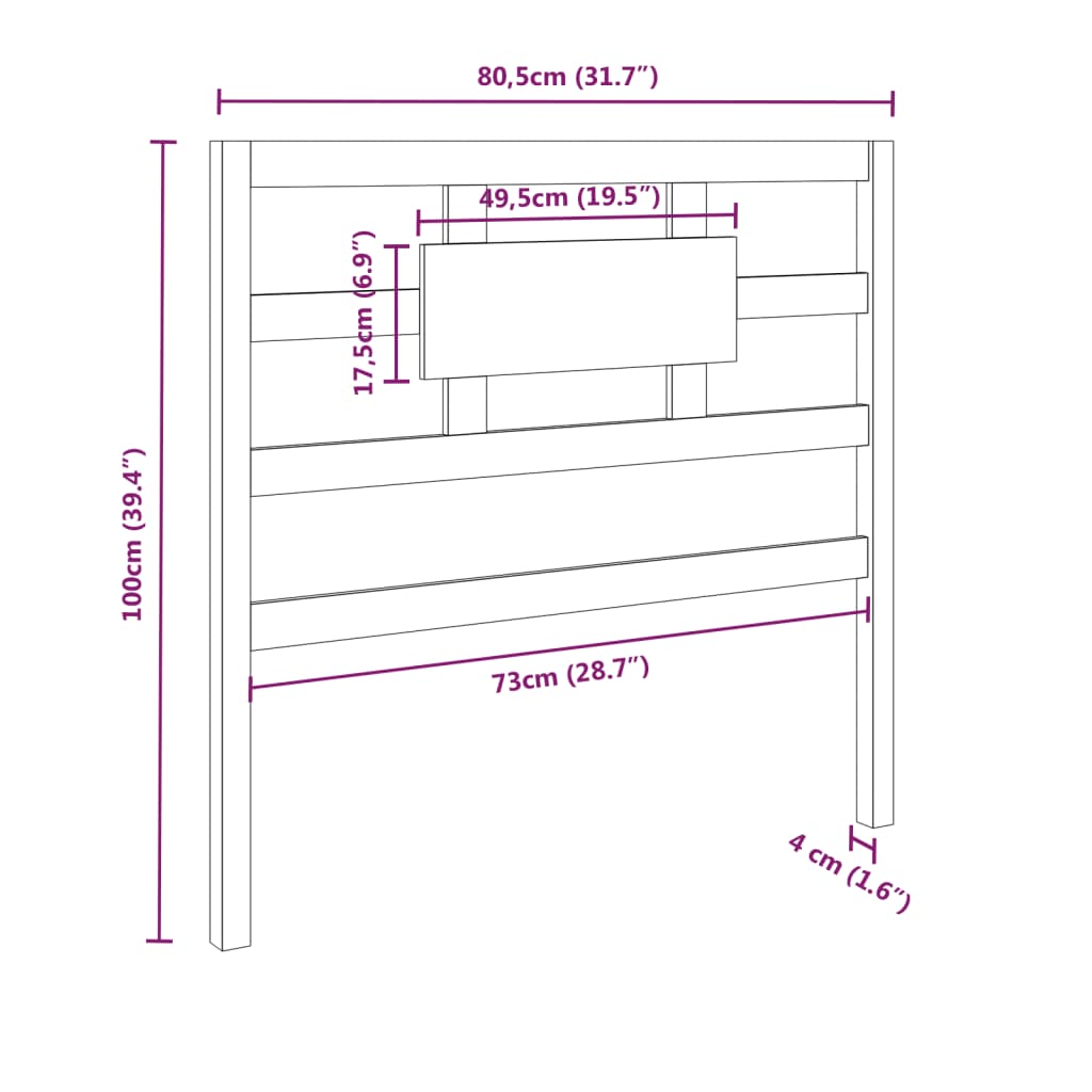 sengegærde 80,5x4x100 cm massivt fyrretræ sort
