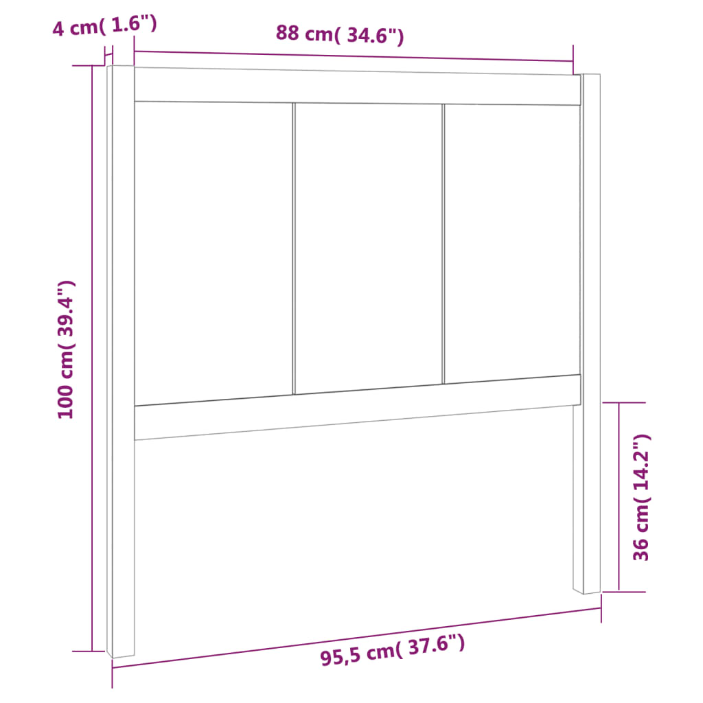sengegærde 95,5x4x100 cm massivt fyrretræ sort