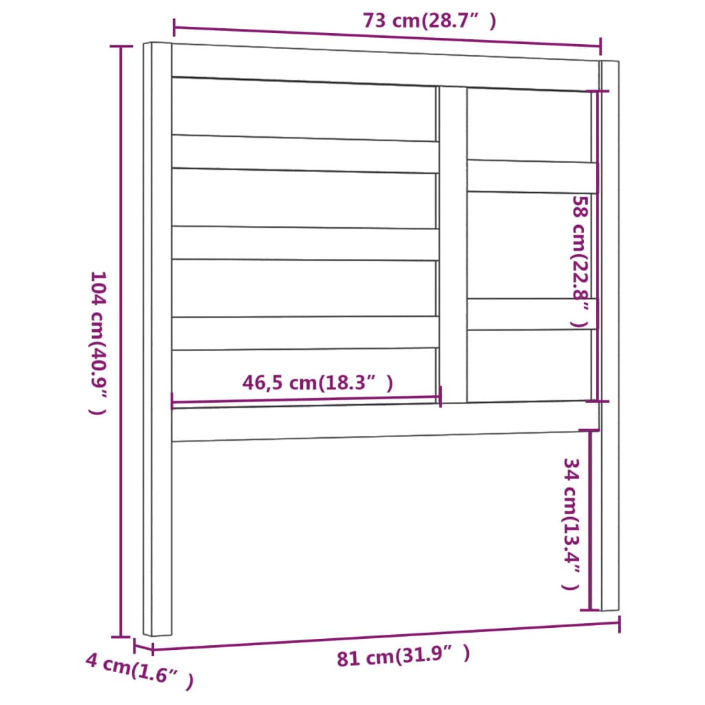 sengegærde 81x4x104 cm massivt fyrretræ grå