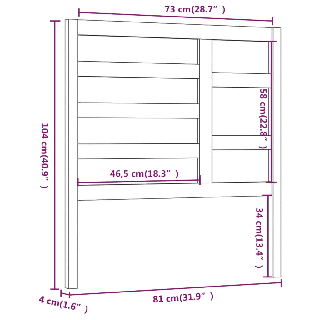 sengegærde 81x4x104 cm massivt fyrretræ sort