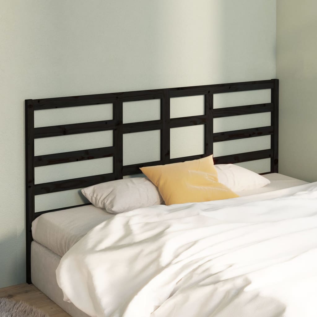 sengegærde 206x4x104 cm massivt fyrretræ sort