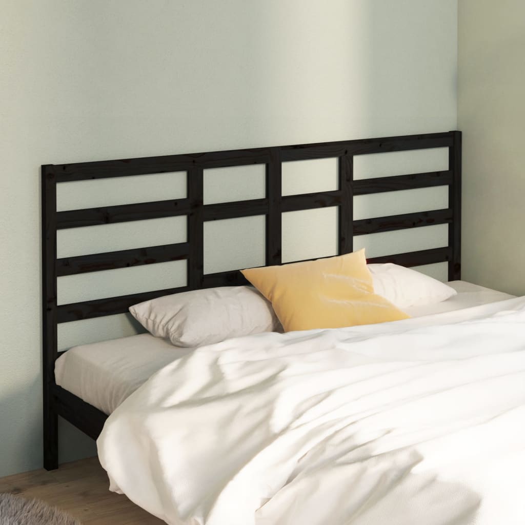 sengegærde 206x4x104 cm massivt fyrretræ sort