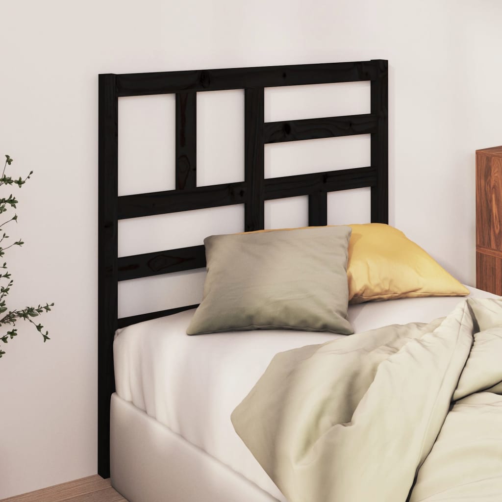 sengegærde 81x4x104 cm massivt fyrretræ sort