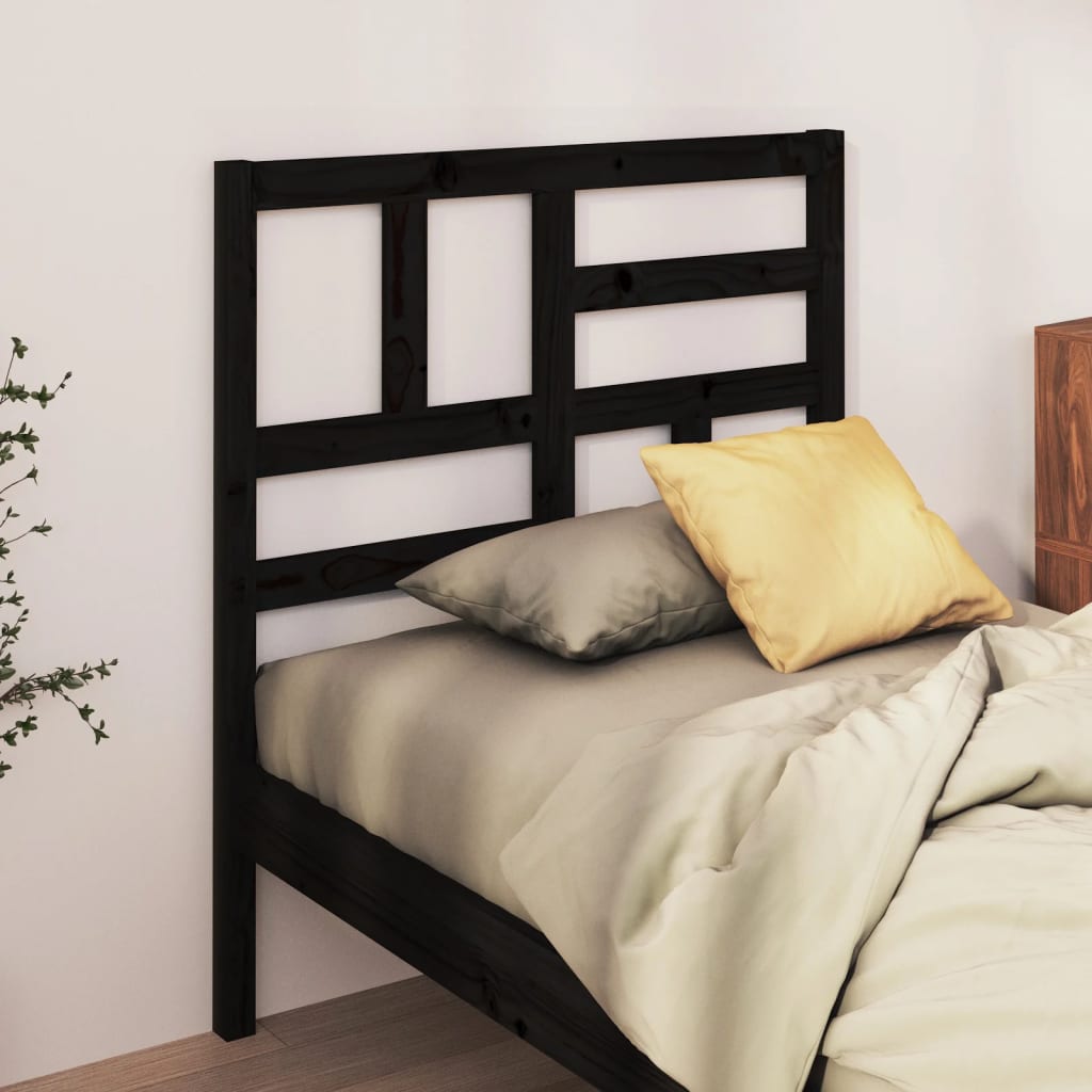 sengegærde 81x4x104 cm massivt fyrretræ sort