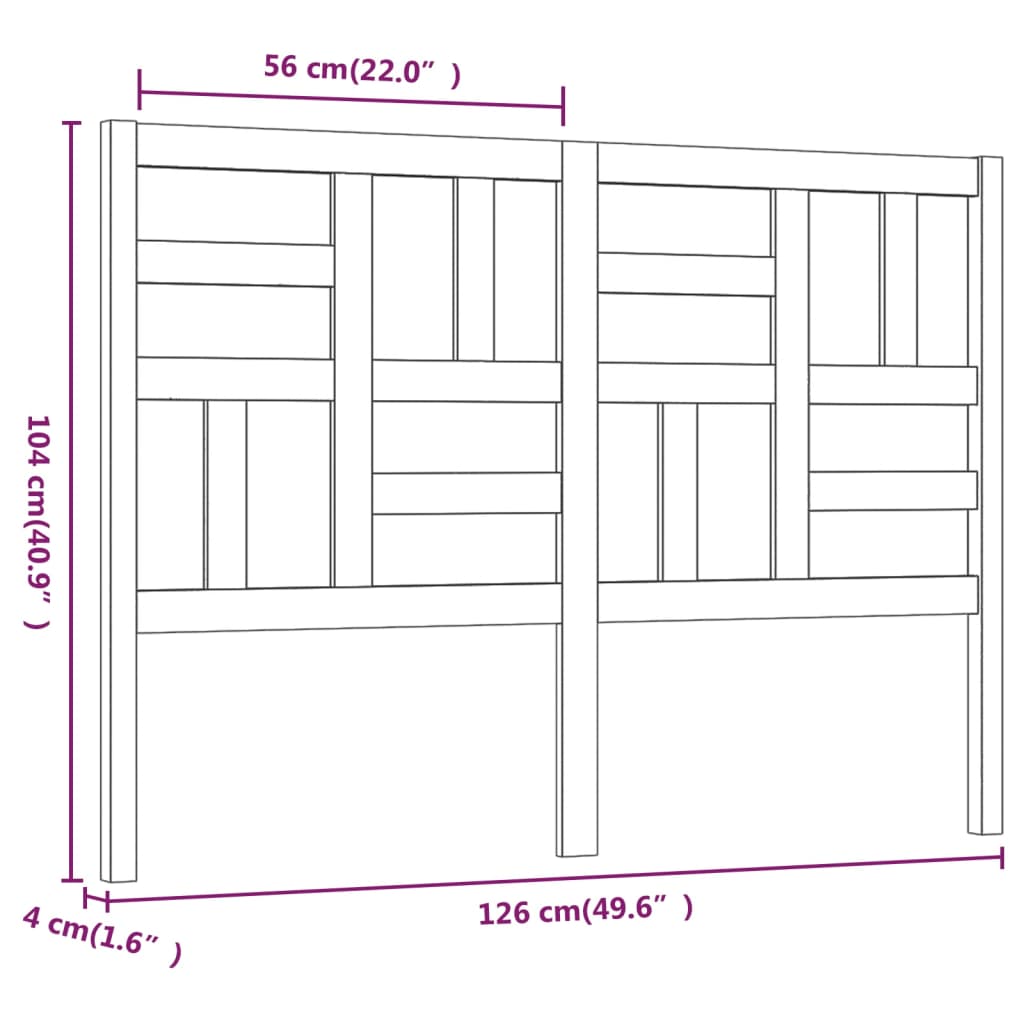 sengegærde 126x4x104 cm massivt fyrretræ sort
