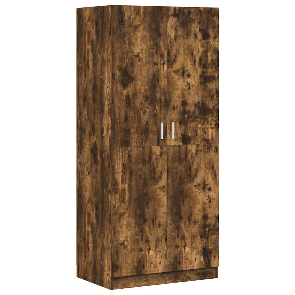klædeskab 80x52x180 cm konstrueret træ røget egetræsfarve