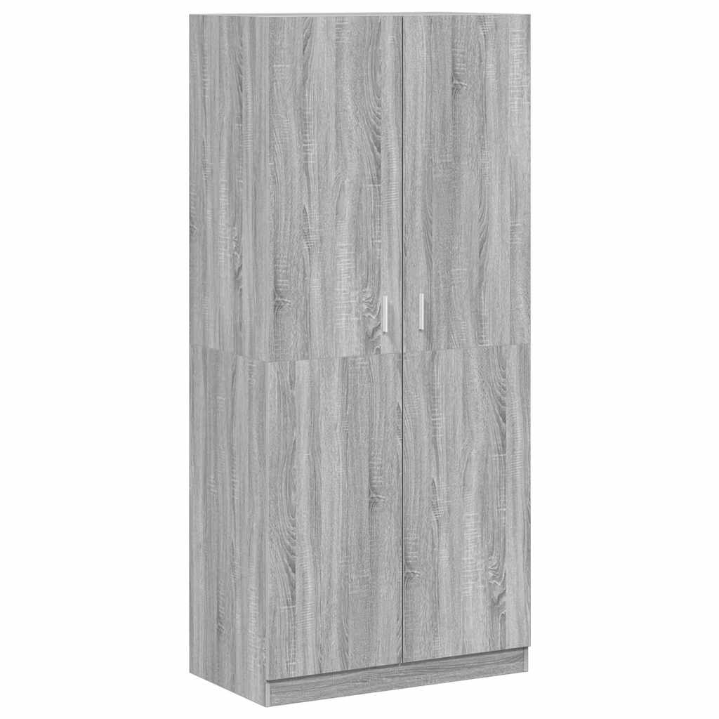 garderobeskab 90x52x200 cm konstrueret træ grå sonoma-eg