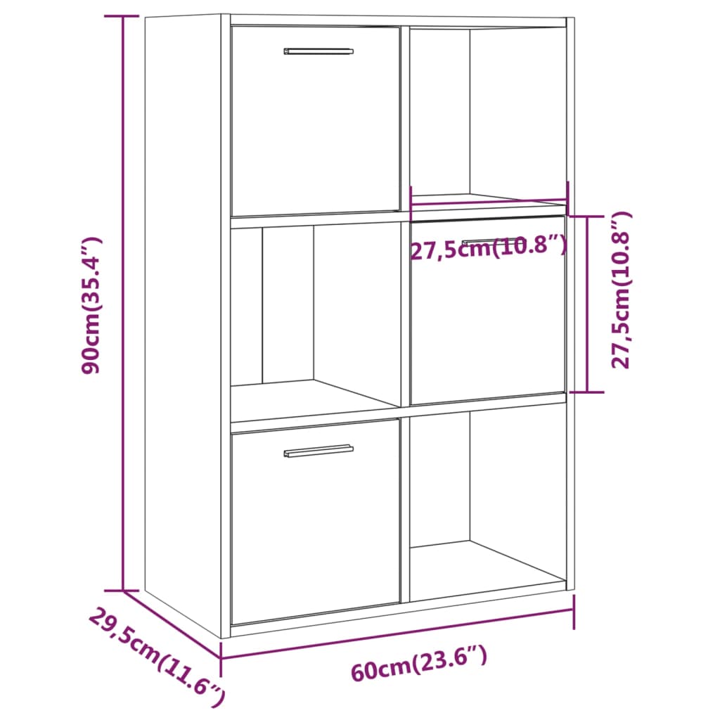 opbevaringsskab 60x29,5x90 cm grå sonoma-eg
