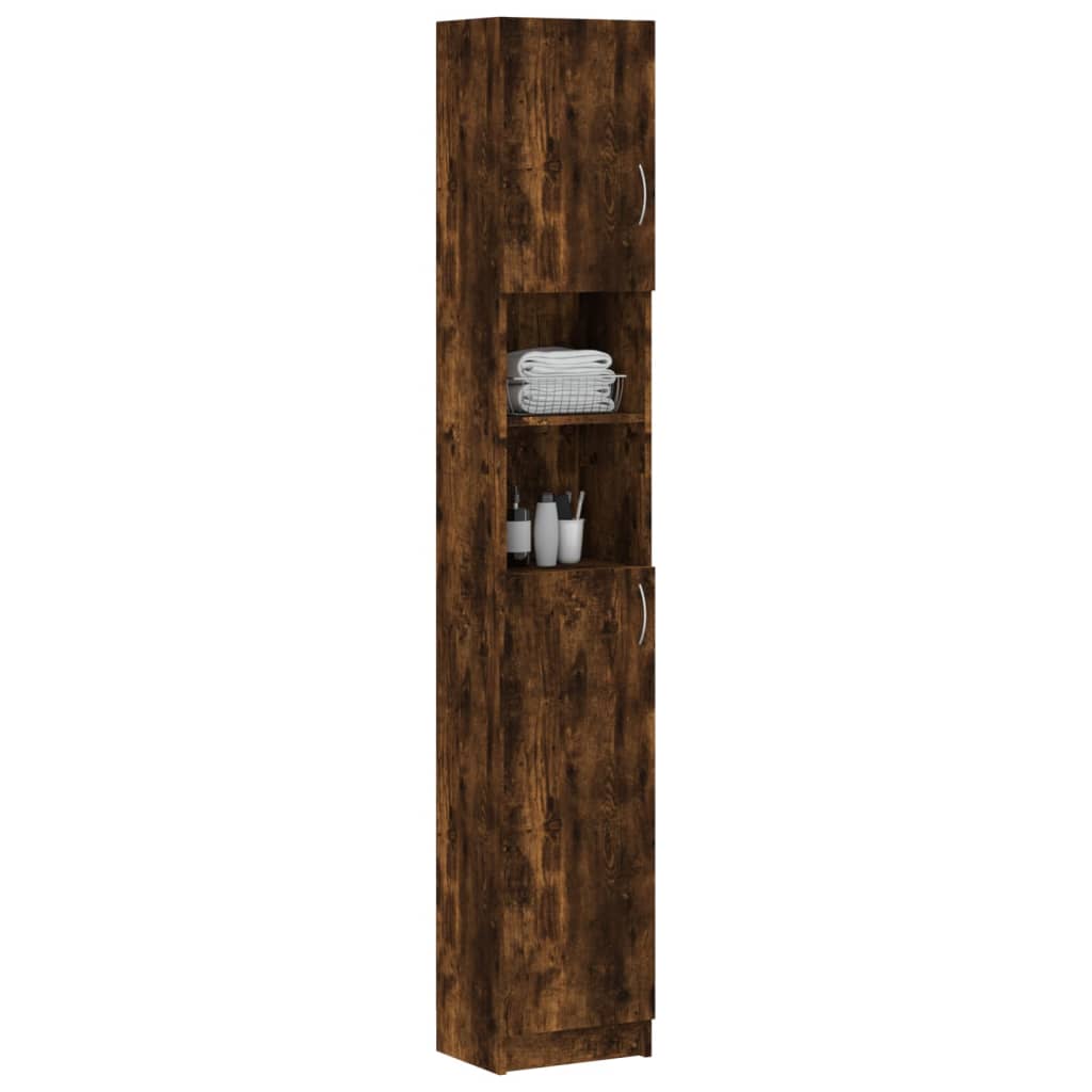 badeværelsesskab 32x25,5x190 cm konstrueret træ røget egetræ