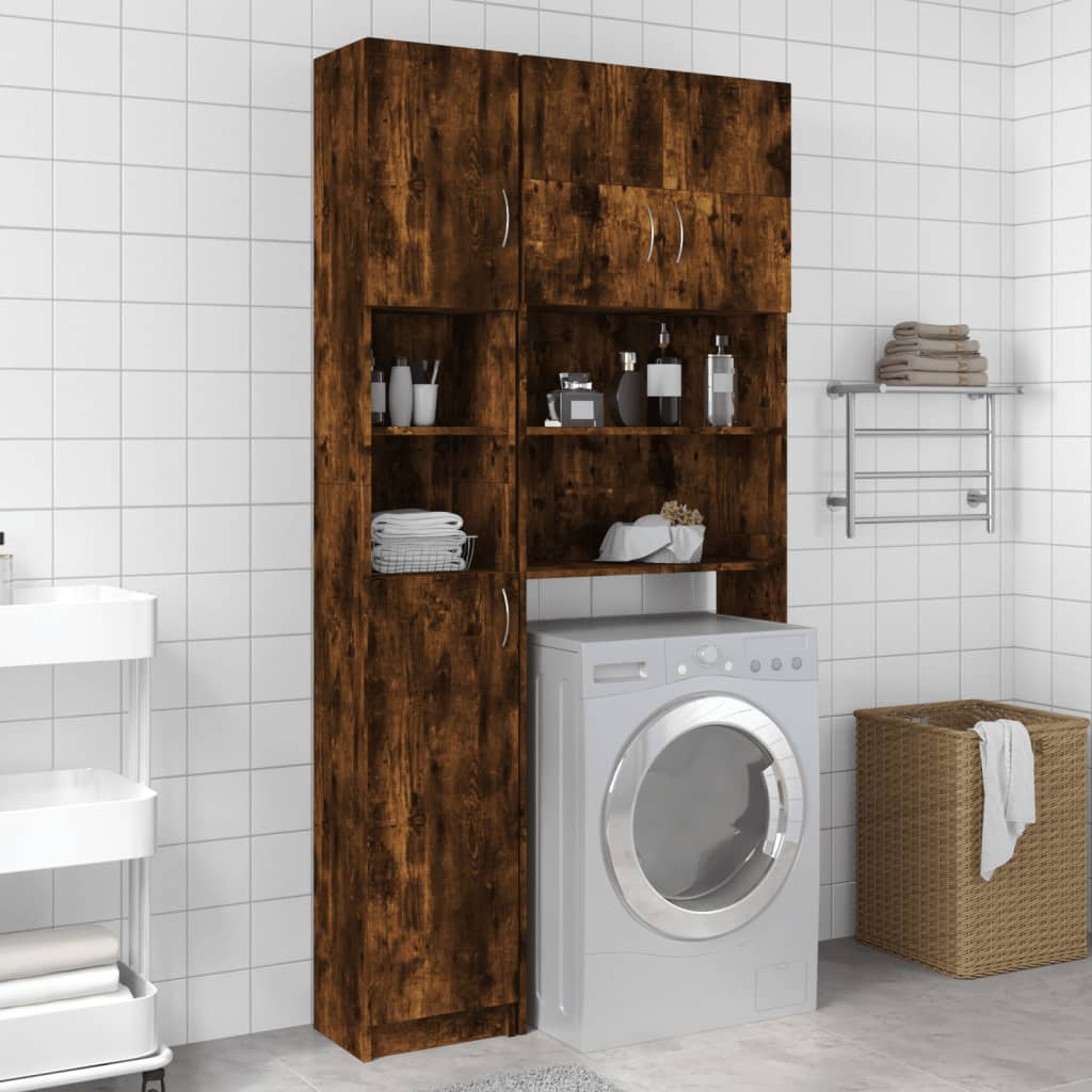 badeværelsesskab 32x25,5x190 cm konstrueret træ røget egetræ