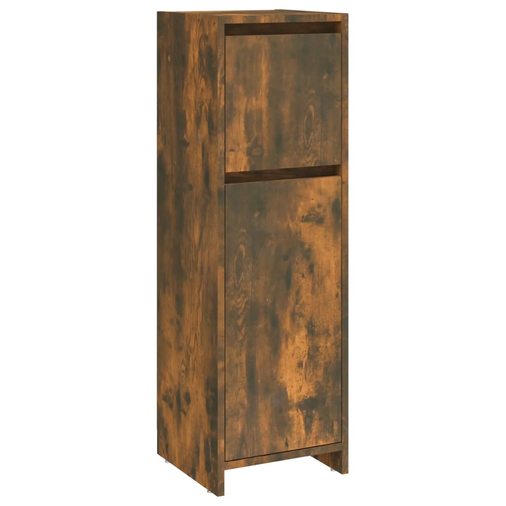 badeværelsesskab 30x30x95 cm konstrueret træ røget egetræ