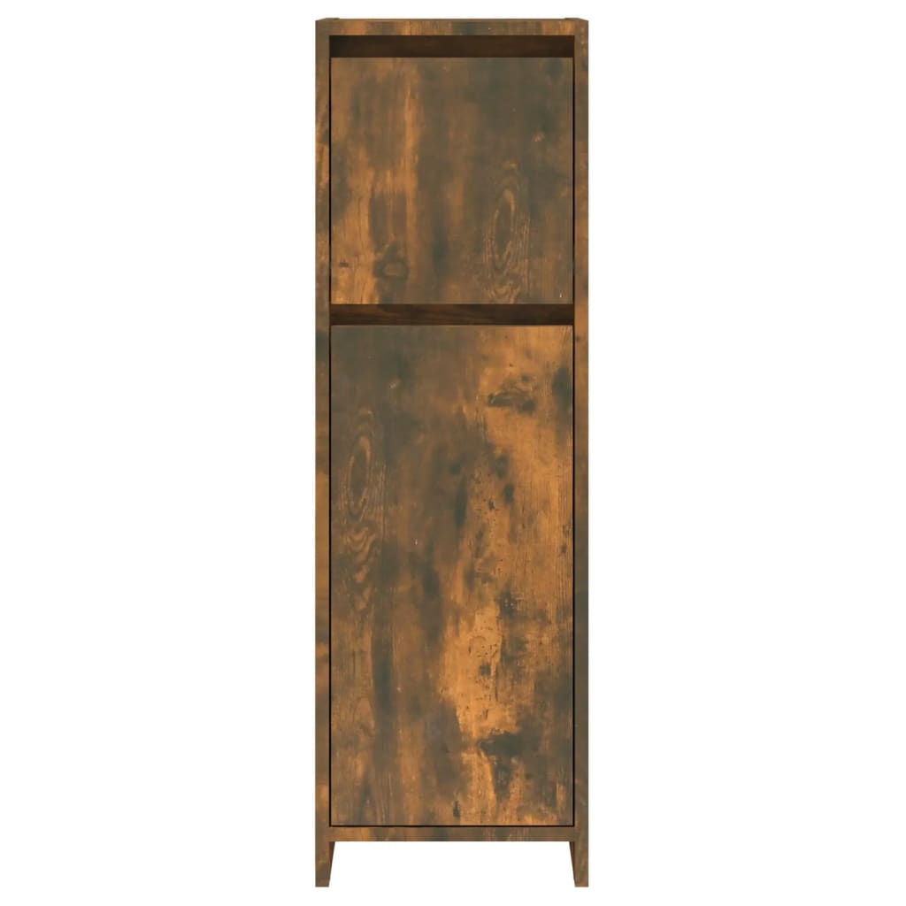 badeværelsesskab 30x30x95 cm konstrueret træ røget egetræ