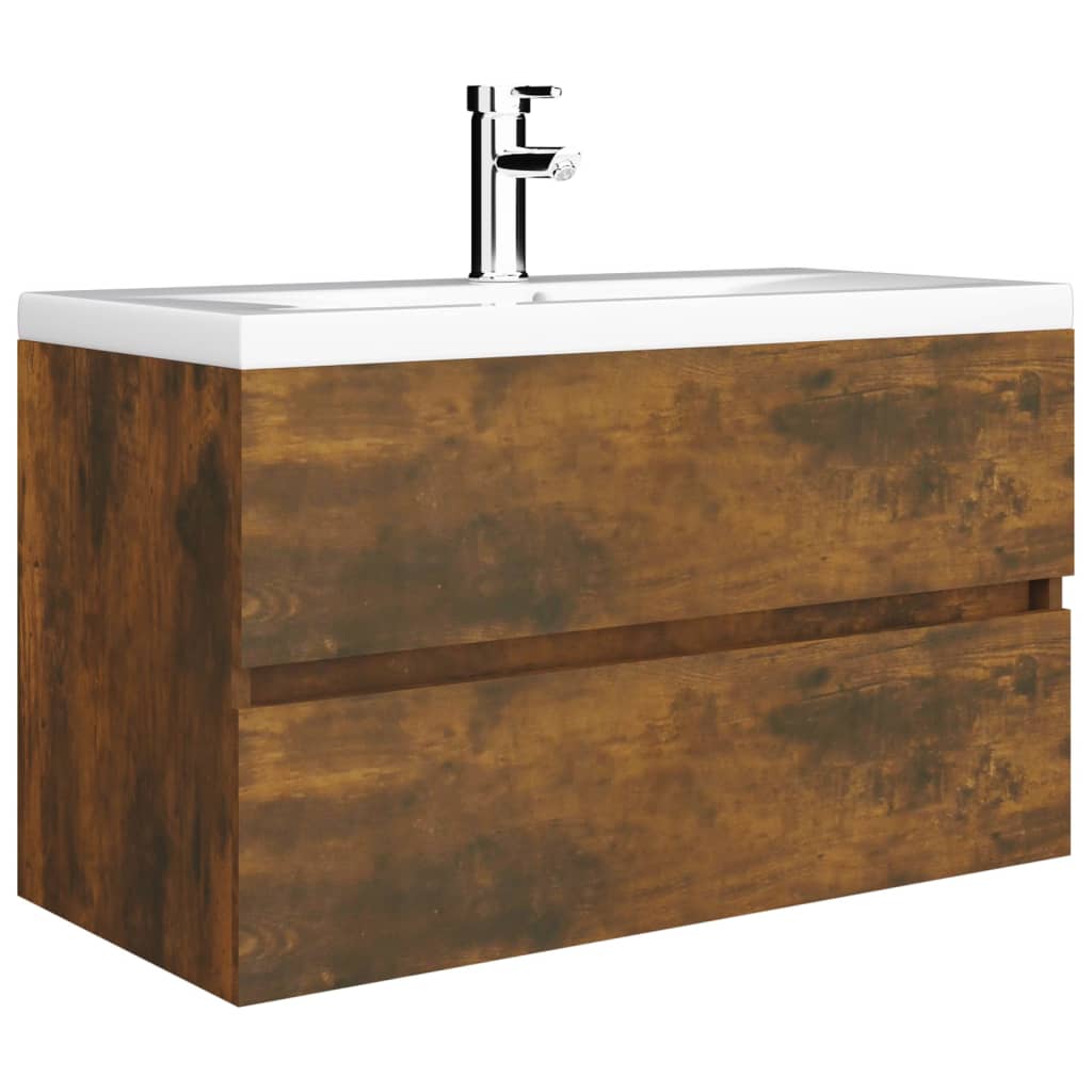 badeværelsesskab 80x38,5x45 cm konstrueret træ røget egetræ