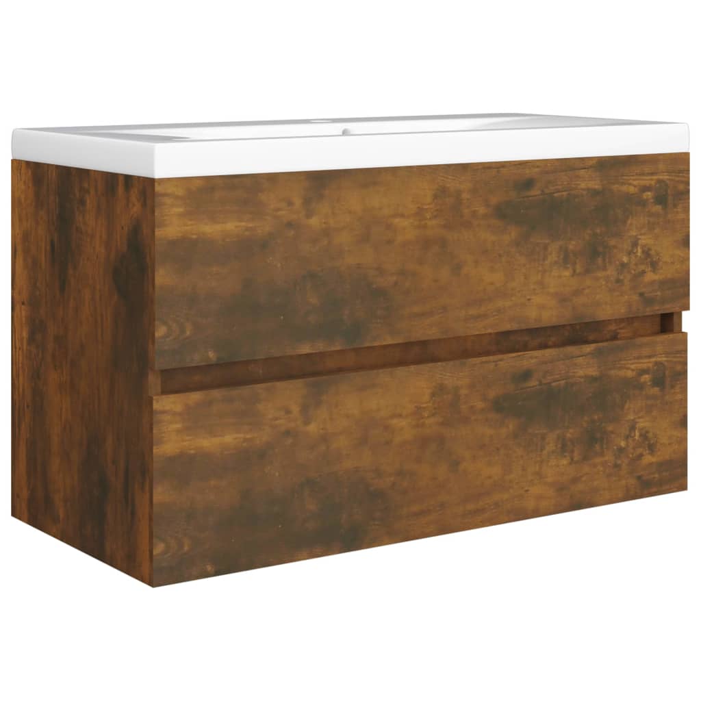 badeværelsesskab 80x38,5x45 cm konstrueret træ røget egetræ