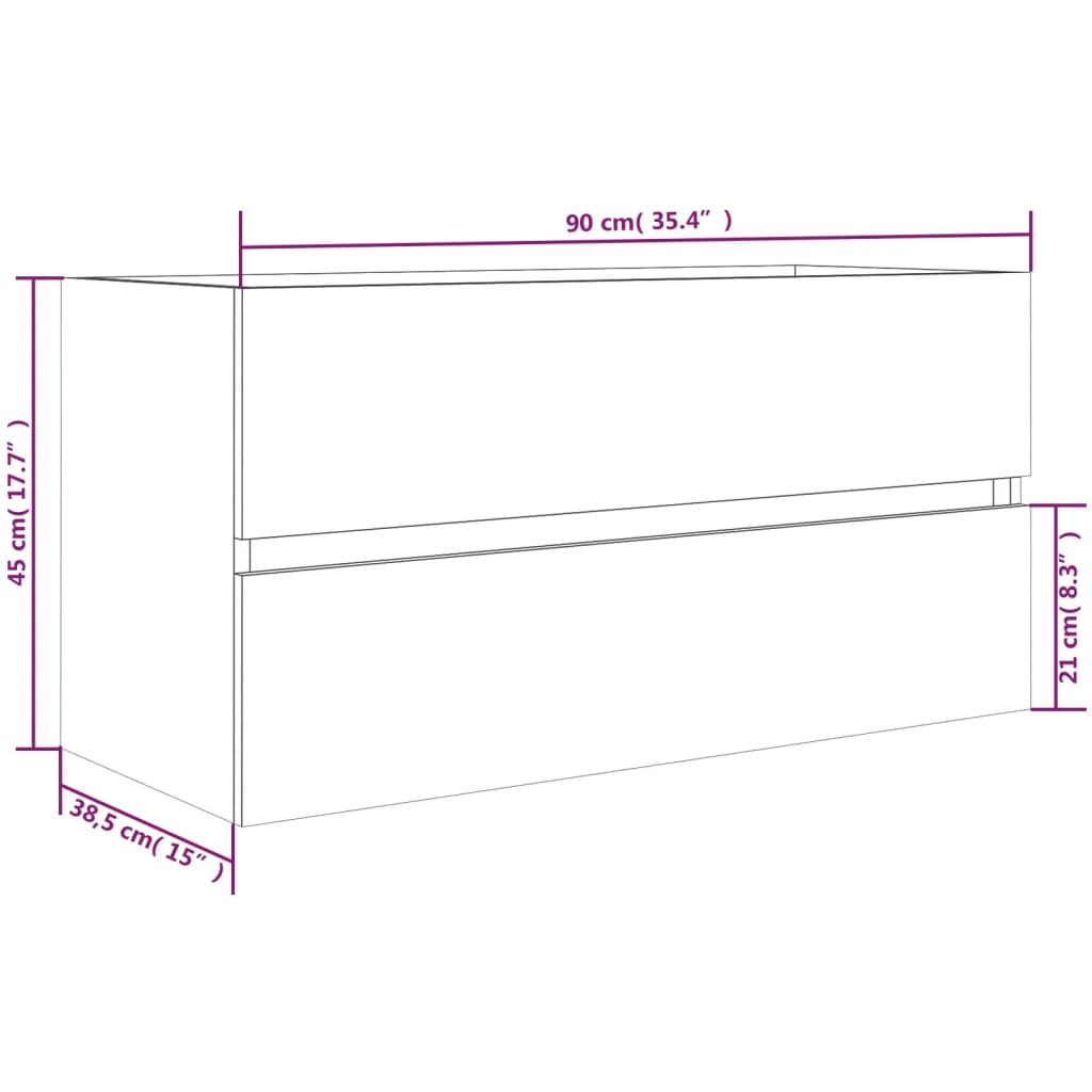 badeværelsesskab 90x38,5x45 cm konstrueret træ røget egetræ