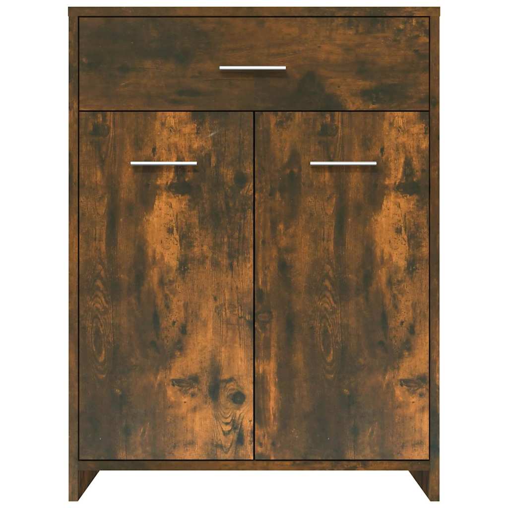 badeværelsesskab 60x33x80 cm konstrueret træ røget egetræ