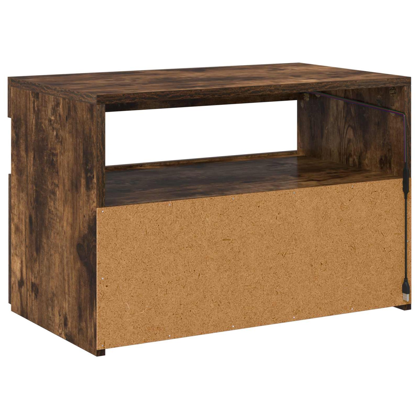 tv-bord med LED-lys 60x35x40 cm røget eg