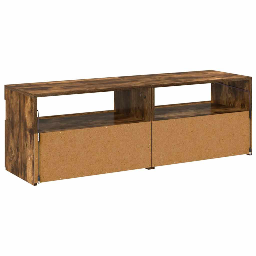 tv-borde med LED-lys 2 stk. 60x35x40 cm røget eg