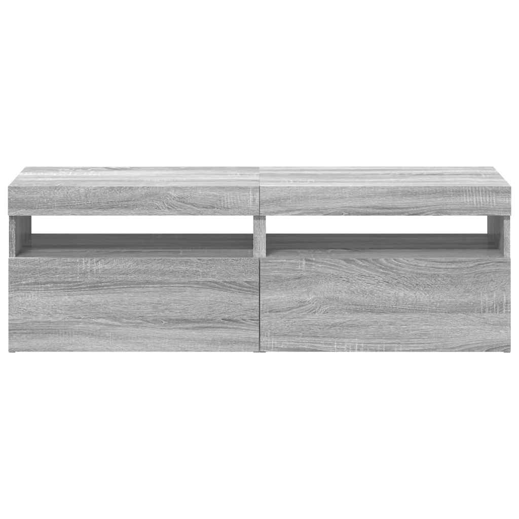 tv-borde med LED-lys 2 stk. 60x35x40 cm grå sonoma-eg