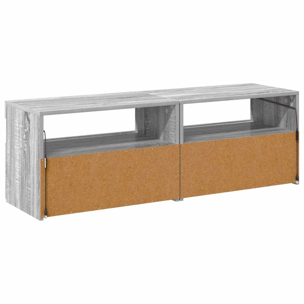 tv-borde med LED-lys 2 stk. 60x35x40 cm grå sonoma-eg