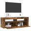 tv-bord med LED-lys 120x35x40 cm røget egetræsfarve