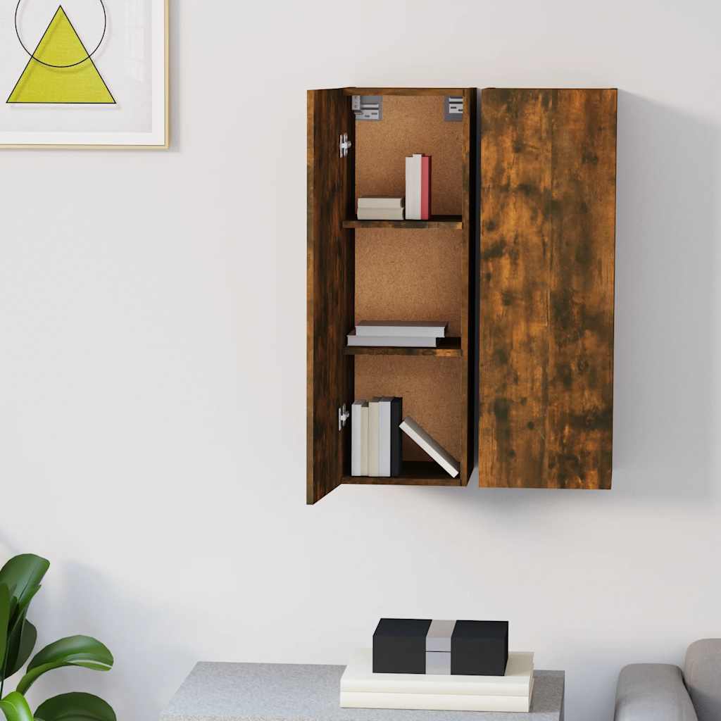 tv-skabe 2 stk. 30,5x30x90 cm konstrueret træ røget egetræ
