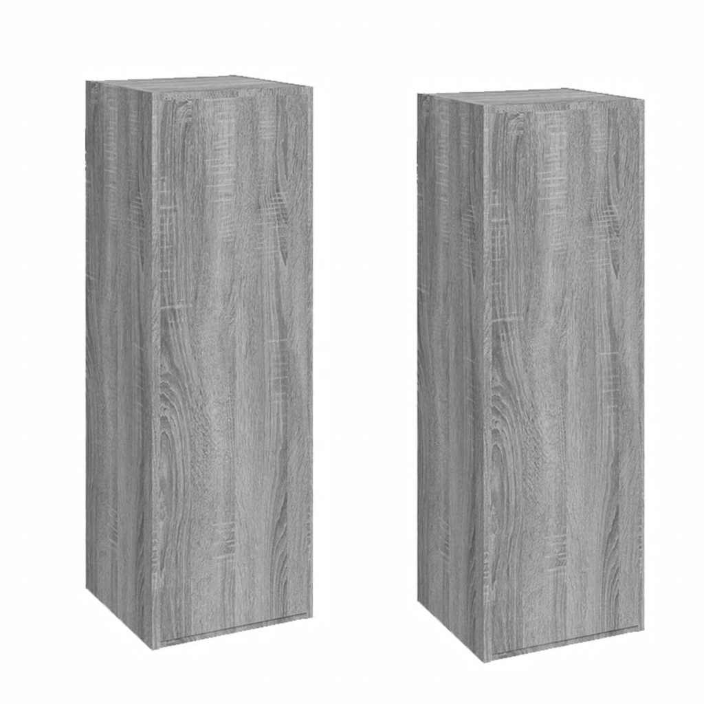 tv-skabe 2 stk. 30,5x30x90 cm konstrueret træ grå sonoma-eg