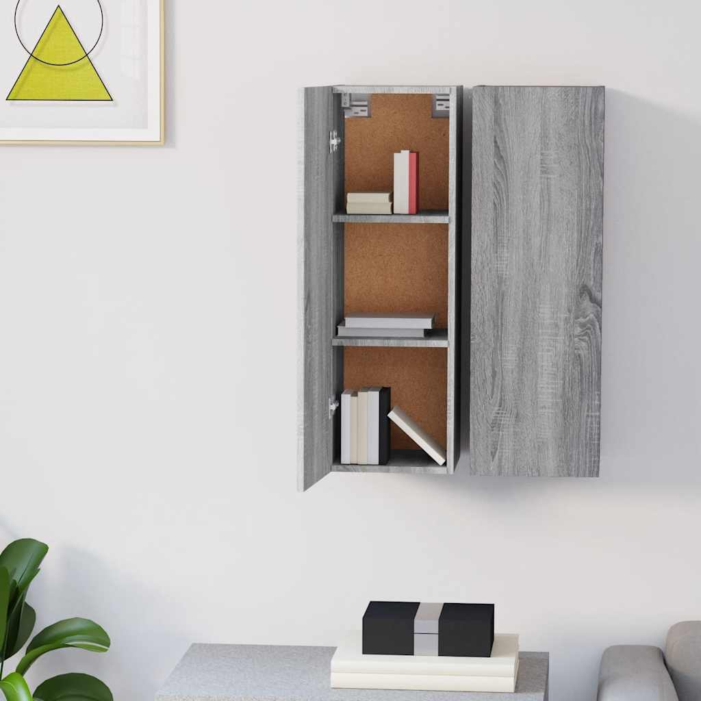 tv-skabe 2 stk. 30,5x30x90 cm konstrueret træ grå sonoma-eg