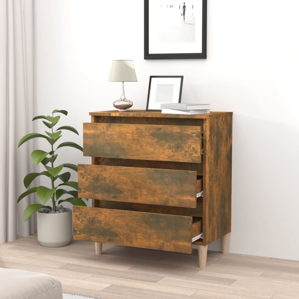 skænk 60x35x69 cm konstrueret træ røget egetræsfarve