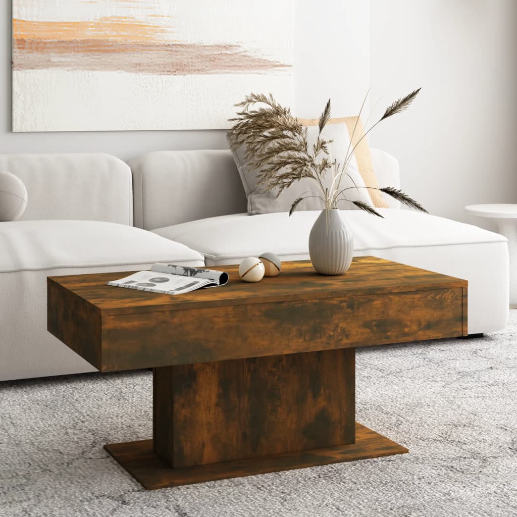 sofabord 96x50x45 cm konstrueret træ røget egetræsfarve