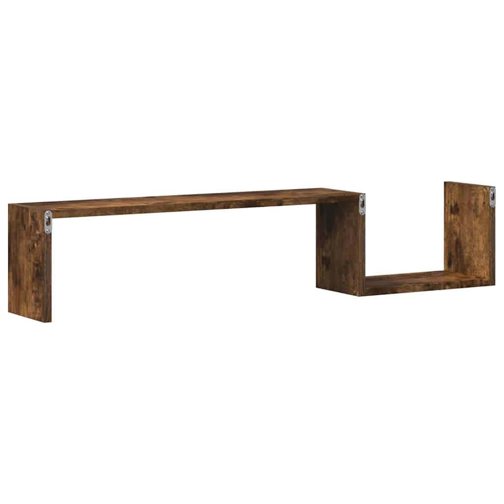 væghylder 2 stk. 100x15x20 cm konstrueret træ røget egetræ
