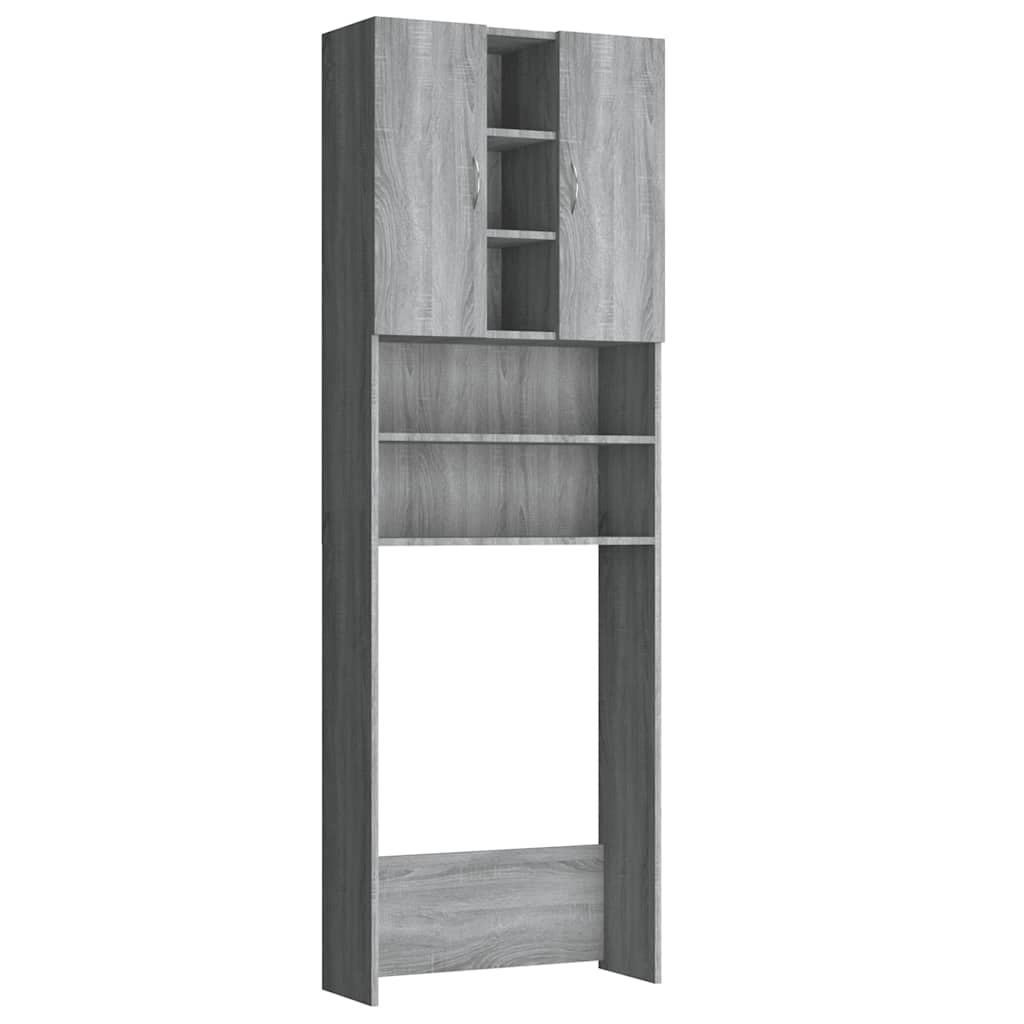 vaskemaskineskab 64x25,5x190 cm grå sonoma-eg