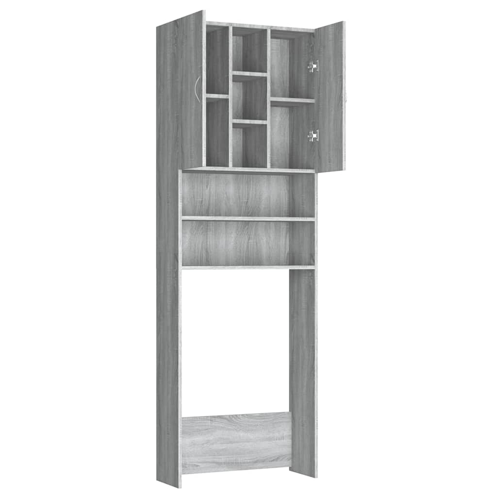 vaskemaskineskab 64x25,5x190 cm grå sonoma-eg