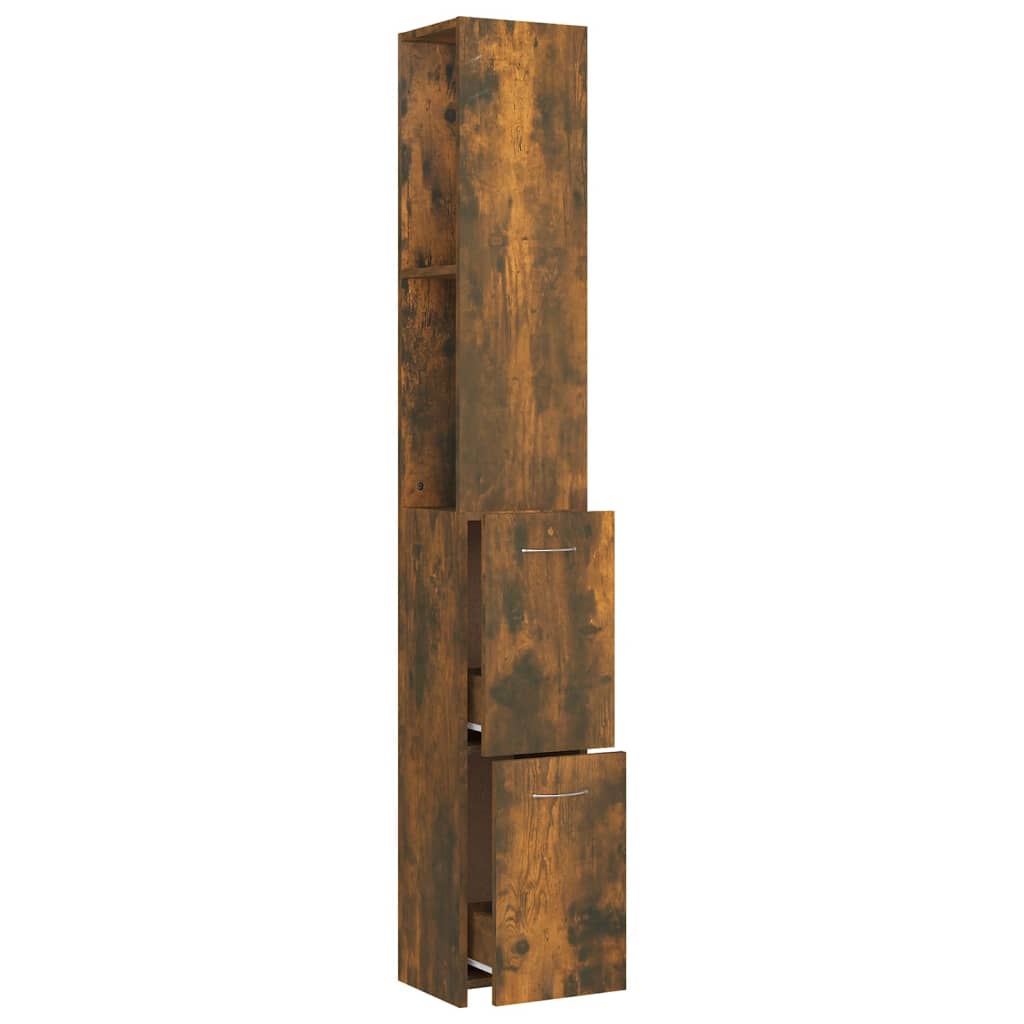 badeværelsesskab 25x26,5x170 cm konstrueret træ røget egetræ