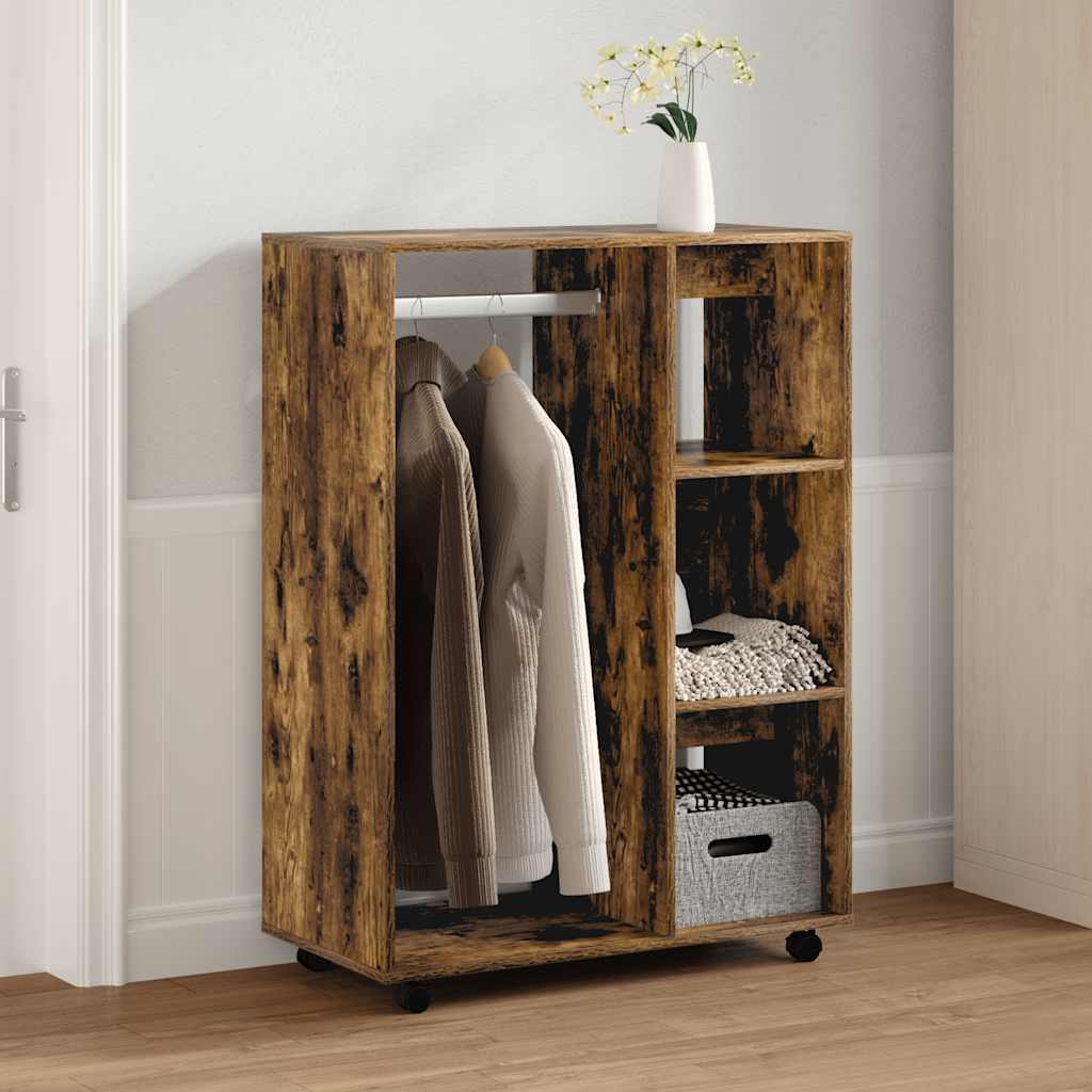 klædeskab 80x40x110 cm konstrueret træ røget egetræsfarve