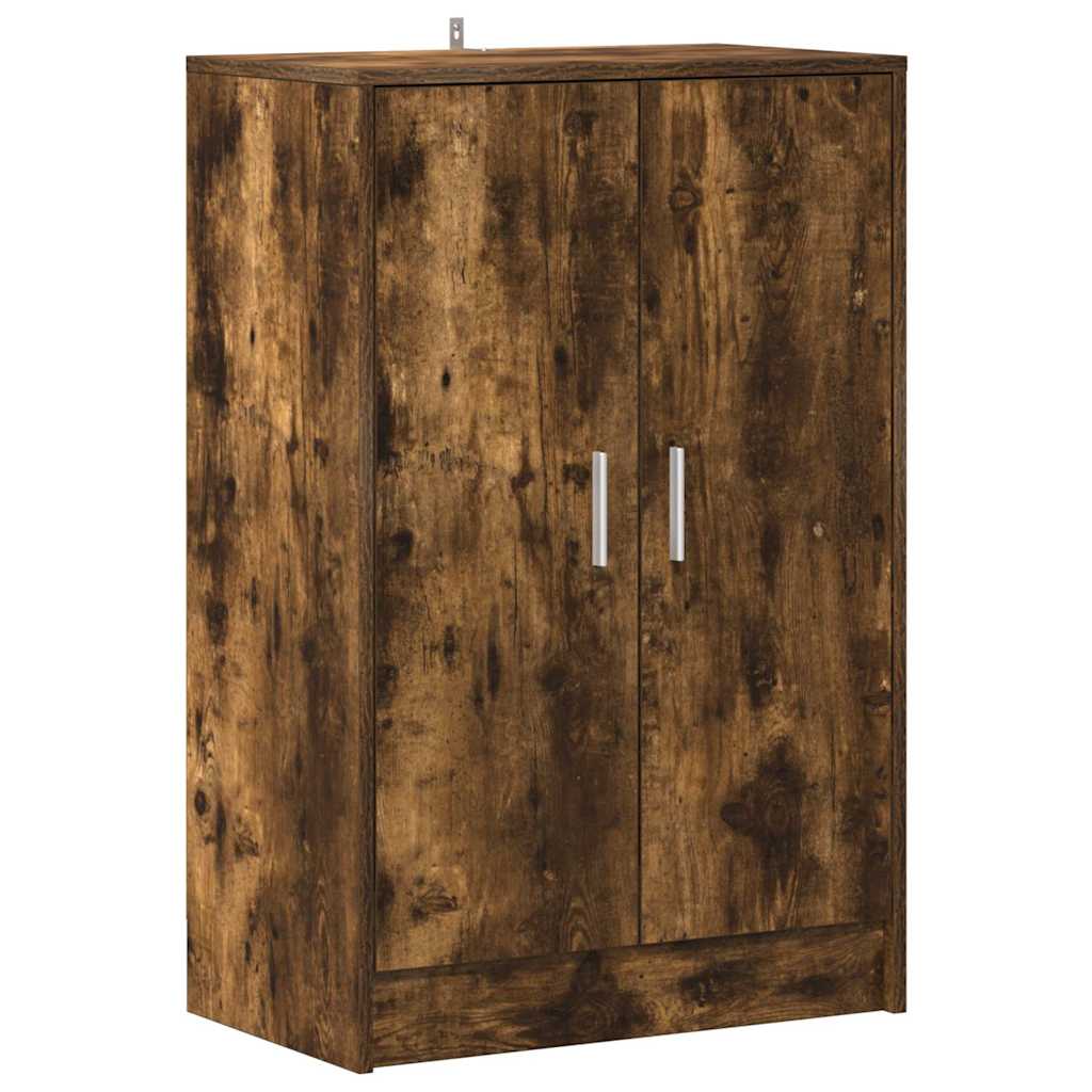 skoskab 60x35x92 cm konstrueret træ røget egetræ